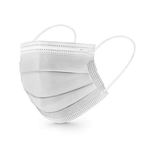 Image of ASGARD Nonwoven Fabric Disposable Multilayer Protective Mask (White, Pack of 50) for Unisex