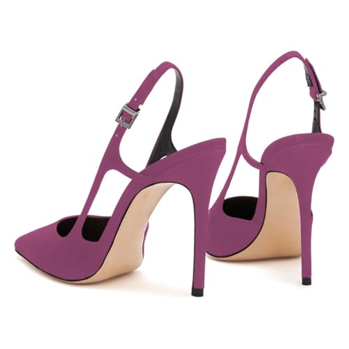 FOWT Women Graceful Stiletto High Heel Pointed Toe Slingback Pumps Slip on Prom Evening Dress Formal Sandal Shoes Size 4-16 US4
