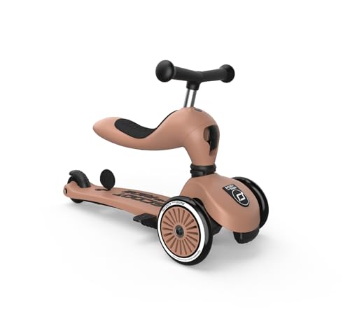Scoot & Ride Highwaykick 1 Push and Go Kickboard mit Sitz Kinderroller Scooter 2in1 Laufrad mit Lenkstange ab 1 2 Jahren mitwachsend H&ouml;henverstellbar werkzeuglos (Mocha)