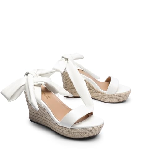 Image of DREAM PAIRS Women's Espadrille Wedge Sandals | Espadrilles wedges tie lace up sandals,Ankle strap platform dressy shoes,Comfortable open toe sandals