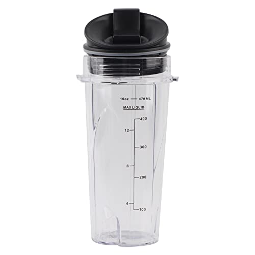 XIASABA 16oz Ersatzbecher Mixer Cup Container mit Flip Deckel für Nutri -Mixzubehör große Kapazität leicht zu reinigen Lebensmittelqualität PP Material Compact und Lightweig