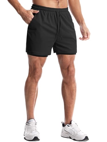Aolesy Men's Gym Shorts with Liner 5"/7" Lightweight Running Shorts Mesh Workout Athletic Shorts with Pockets3