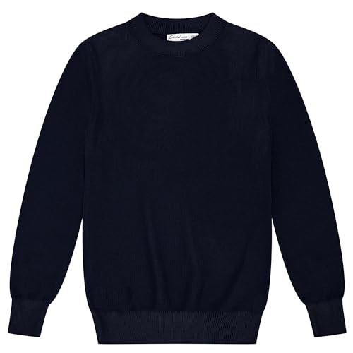 Image of CUNYI Boys Girls Crewneck Sweater Long Sleeve School Uniform Pullover Thermal Wool Solid Knit Top