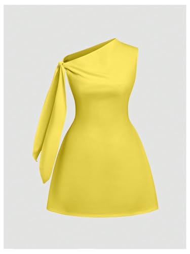 Image of SOLY HUX Women's Mini Dress Off The Shoulder Sleeveless Tie Shoulder A Line Flared Party Dresses