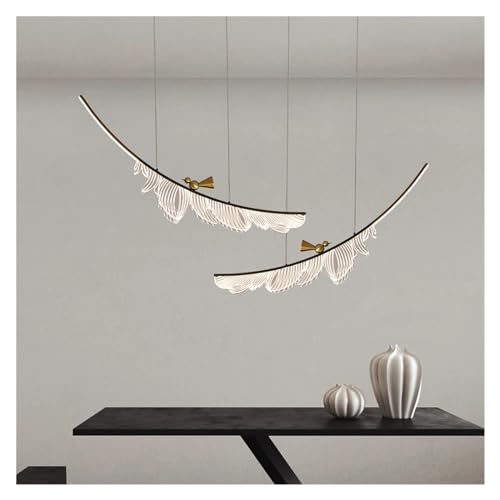 Plafond en forme feuille LED moderne CFWSHJ, grande lampe suspendue salon une couleur 2 têtes L157cm
