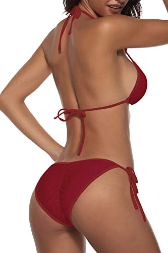 Image of Women Two Piece Swimsuit Sexy Swimwear Halter String Triangle Bikini Sets