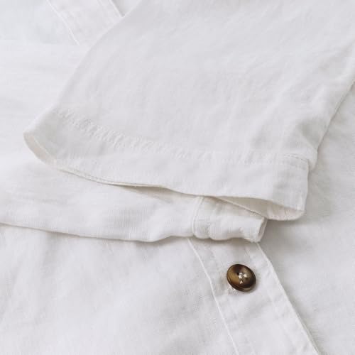 Image of Amazhiyu Women's 100% Linen Long Sleeve Button Up Crew Neck Lightweight Cardigan