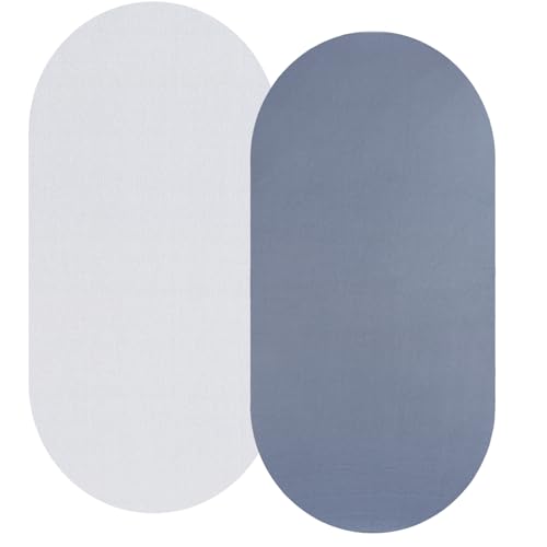 Image of Bassinet Sheet Set 2 Pack Snug Fitted Cradle Fitted Sheets, Stretchy Ultra Soft, for Oval Rectangle Hourglass Bassinet Mattress, Unisex Boy Girl, White & Grey