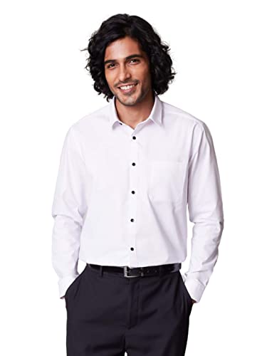 Image of KINGDOM OF WHITE Cotton Blend White Formal Shirt for Men I Breathable Absorbent Fabric I Regular Collar & Full Sleeve Shirt | Regular Fit Office Wear