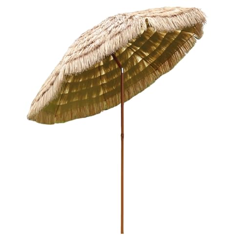 Sombrilla hawaiana de paja plegable de 1.8m y 2.4m con ajuste de altura para jardín