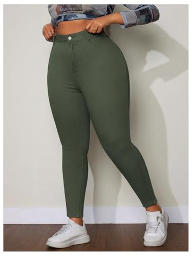 WDIRARA Women's Plus Size Jeans High Waisted Stretchy Skinny Denim Pants3