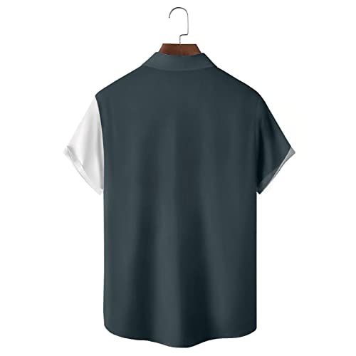 Fxbar Men's Musical Notes Printed Short Sleeve Hawaiian Shirts Turn Down Collar Button Down T-Shirts2