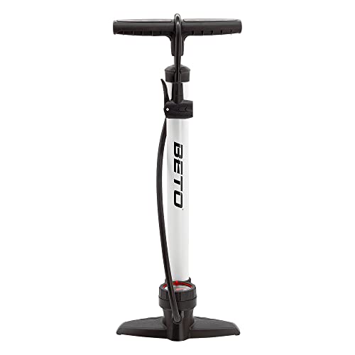 P4B | Luftpumpe in weiß mit rundem Manometer | Fahrradpumpe für alle...