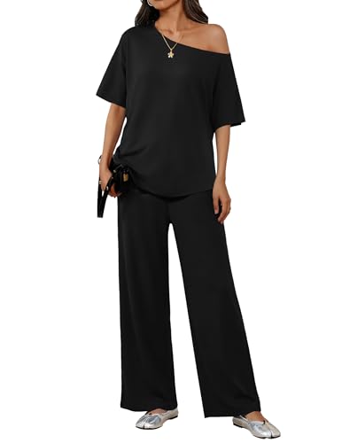 Ekouaer Lounge Sets for Women Off Shoulder Short Sleeve...