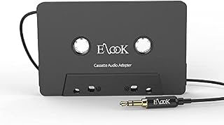 Elook Car Cassette Aux Adapter, 3.5mm Universal Audio Cable Tape Adapter for Car, Phone, MP3 ect. Black