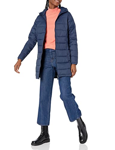 Amazon Essentials Women's Lightweight Water-Resistant Hooded Puffer Coat (Available In Plus Size), Navy, Medium #TOP3