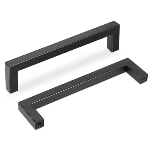 Gobrico 5 Pack Matte Black Cabinet Handles,Modern 6-1/4" Cabinet Handles Bathroom Drawer Pulls, Square Kitchen Cabinet Handles Cabinet Pulls Hole Centers 160mm by Gobrico - Used condition - CA$9.90