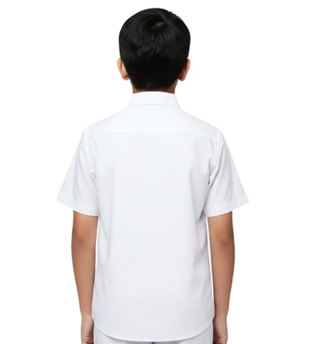 Image of White Shirt Half Sleeve 100% Cotton | Unisex | School Uniform | Numeric Size |(20,22,24,26,28,30,32,34,36,38,40,42)
