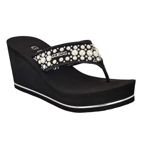 GUESS Femme Silus Sandale cale, Noir 001, 38.5 EU
