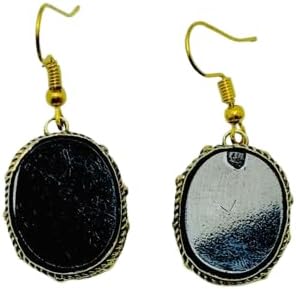 Black Stone Oval Shape Drop Dangle Hook Earrings, Ethnic Earrings, Light Weight Earrings