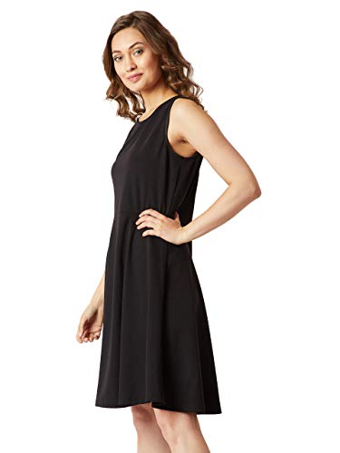 Image of Miss Chase Women's Wine Red Round Neck Knee-Long Skater Dress