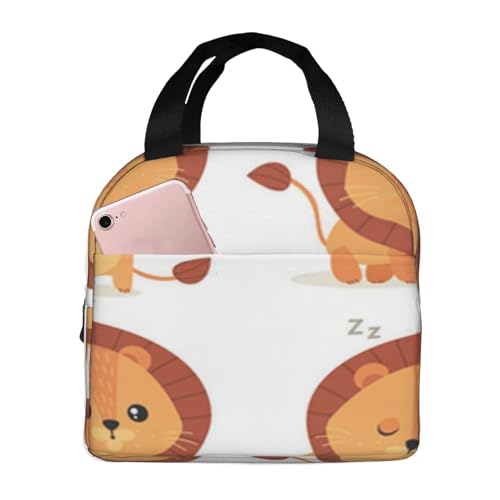 断熱ランチバッグ 大容量 防水 熱漏れ防止 おしゃれで丈夫 仕事、学校、アウトドア活動に便利 男女兼用 (赤ちゃん かわいい 小さなライオン ベクトル イラスト 漫画 レオ レオン しっぽ)