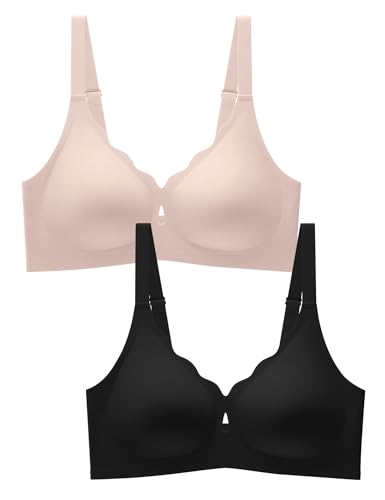 Image of LUCKMEEY Bras for Women No Underwire Wave Push Up Wireless Bra Seamless Bras Full Coverage Bralettes Lift Everyday Bras