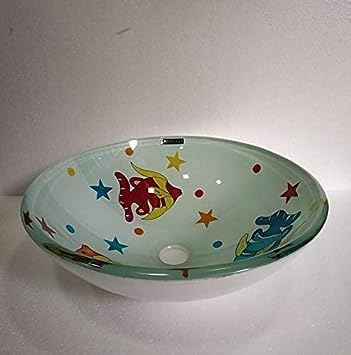 Table Top Wash Basin Bowl HIMANS Decorative Designer Aqua Glass Bowl Basin for Kids Counter Top Vessel Sink Glossy Finish for Modern Home Bathroom Living Room Washroom Toilet(402)