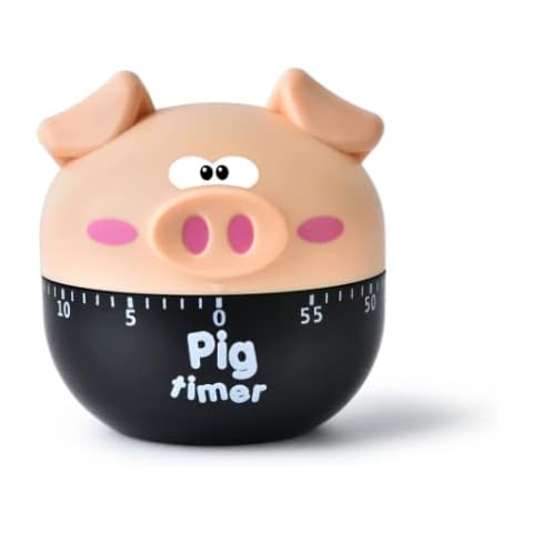 Mechincal Kitchen Timer,Manual,Shaped Mechanical Rotating Alarm with 55 Minutes for Cooking.Cute Cartoon Pig Kitchen Timer Cover