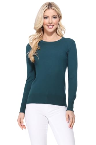 Image of YEMAK Women's Knit Sweater Pullover - Long Sleeve Crewneck Basic Classic Casual Knitted Soft Lightweight T-Shirt Top