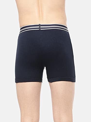 Image of Macroman Valentino Classic Designer Trunks for Men, Premium Compact Cotton Rib Stretch Trunk Underwear with Anti-Microbial Finish, Navy Blue, S, Pack of 1
