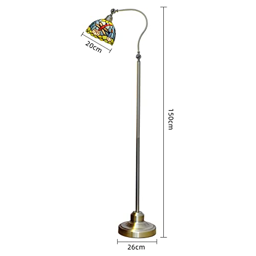 Blivuself Tiffany Floor Lamp Lotus Dragonfly Stained Glass Arched Lamp Bronze Pole Stained Glass Standing Reading Gooseneck Adjustable Corner Standing Reading Light Decor Bedroom Living Room #TOP3
