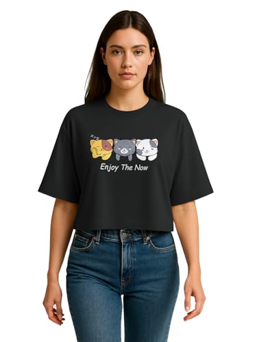 Image of HELLCAT Beige Printed Loose Fit Crew-Neck Crop T-Shirt for Women