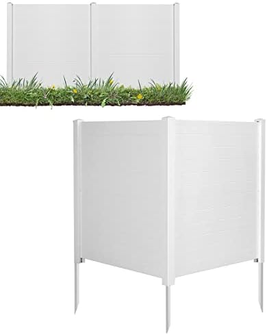 COSTWAY Gartenzaun 2teilig, Zaun mit Pfosten & Schutzkappen, 124 cm