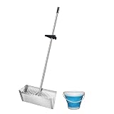 Zhitaoxun Stainless Steel Sand Fleas Rake,52inch Long Detachable Handle, Large 16-Inches Wide Basket with Sharp Teeth,Heavy Duty Fishing-Grade Rake for Beach with Foldable Fishing Bucket