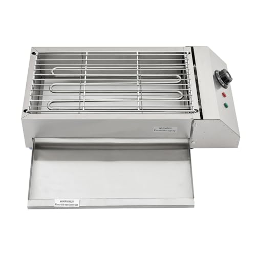 LIYUANJUN 1500W Electric BBQ Grill, Portable Barbecue Oven Grill with Indicators 122-572°F Temperature Adjustable Electric Barbecue Grill for Processing Steak, Burger, Chicken, Silver