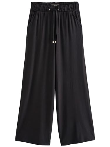 NEXT Mujeres Pantalones de Punto con Pernera Ancha Negro L