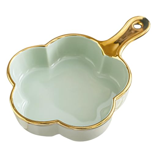 VALICLUD 北欧風花形セラミックボウル ハンドル付き家用デザート皿 多用途フルーツサービングボウル レストラン向け耐久