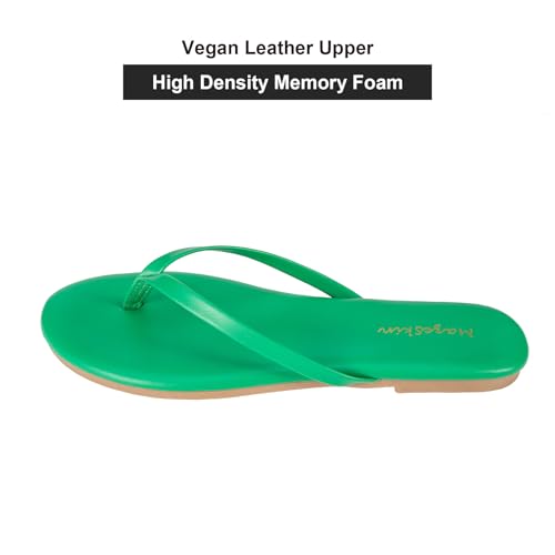 Image of mazeskin Women's Memory Foam Comfortable Flat Thong Sandals Dressy Summer Beach Leather Slide Flip Flops