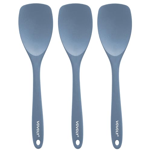 Upgrade Silicone Spatula Spoon Set,VOVOLY Heat Resistant Rubber Spoonula, Seamless Non-Stick Flexible Scrapers for Baking Mixing Tool,3 Pack,Starry Blue