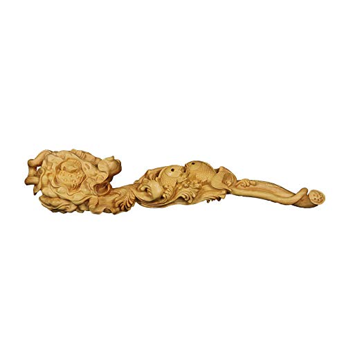 Sculpture Ruyi en bois chinois objet de décoration jardin statue fleur 19cm