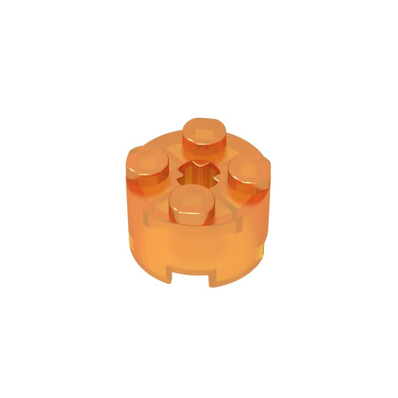 Gobricks 6143 Round Brick Brick Round 2x2 with Axle Hole 50 Pieces GDS-607 Compatible with Lego Building Blocks Color:Trans Orange — image 1