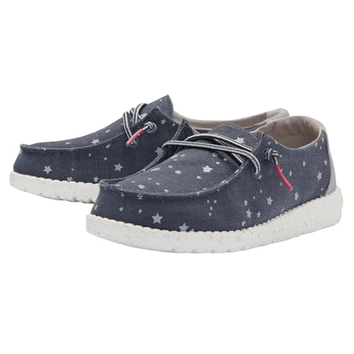 Image of HEYDUDE Girl's Wendy Youth Cat Eye Navy Size 3 | Girl's Shoes | Girl's Lace Up Loafers | Comfortable & Light-Weight