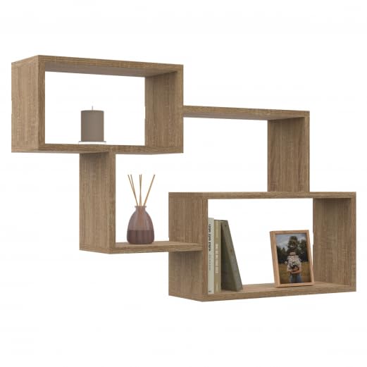 IDMarket – Estantería de pared doble posición LOUANE madera de haya