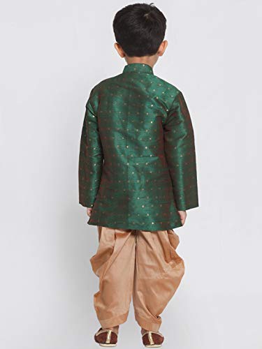 Image of JBN Creation Light Blue Cotton Silk Blend Boys Indo Wstern Style Sherwani Set