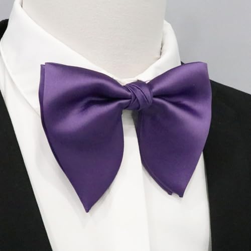 Image of Mens Bow Tie Pre Tied Oversized Bow Ties for Men Satin Bowties for Tuxedo Wedding Party Banquet