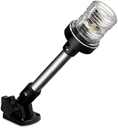 Obcursco Stern Light Boat Navigation Lights, White Fold Down Anchor Light LED Marine, Perfect as Pontoon Boat Lights, Ideal for Fishing Boat, Bass Boat, Jon Boat (9 Inches)