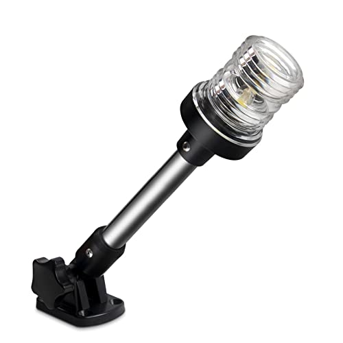 Obcursco Stern Light Boat Navigation Lights, White Fold Down Anchor Light Led Marine, Perfect As Pontoon Boat Lights, Ideal For Fishing Boat, Bass Boat, Jon Boat (9 Inches) #TOP10