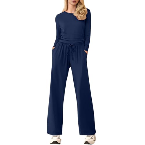 Conjunto casual elegante de otoño con camisetas manga larga y trajes de dos piezas mujer
