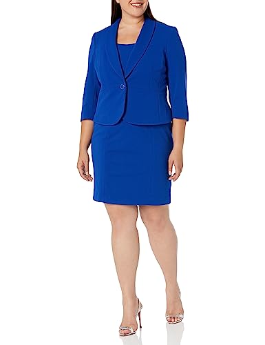 Women's Shawl Collar Jacket/Sheath Dress Suit, Blue